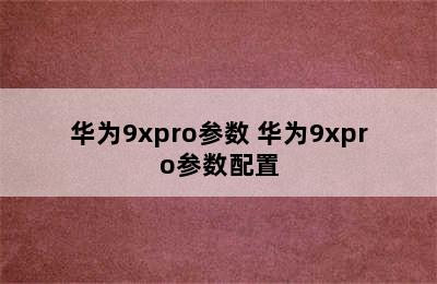 华为9xpro参数 华为9xpro参数配置